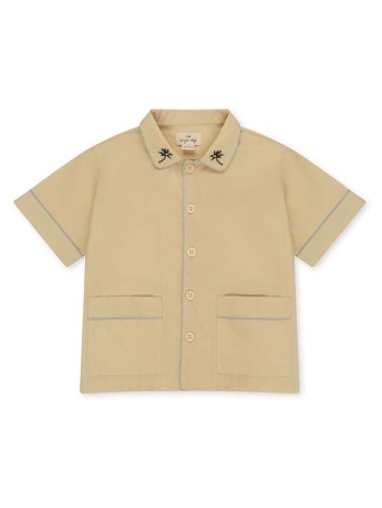 παιδικό βαμβακερό πουκάμισο konges sløjd χρώμα μπεζ 100%