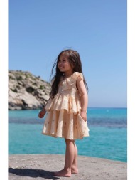 παιδικό βαμβακερό φόρεμα konges sløjd χρώμα: ροζ 100% οργανικό βαμβάκι