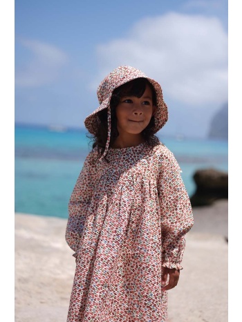 παιδικό βαμβακερό φόρεμα konges sløjd χρώμα ροζ 100%