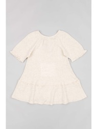 παιδικό βαμβακερό φόρεμα zippy χρώμα: μπεζ 100% βαμβάκι