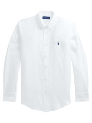 παιδικό λινό πουκάμισο polo ralph lauren χρώμα: άσπρο 100% λινάρι