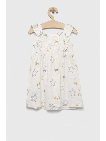 παιδικό βαμβακερό φόρεμα gap x disney χρώμα άσπρο 100%