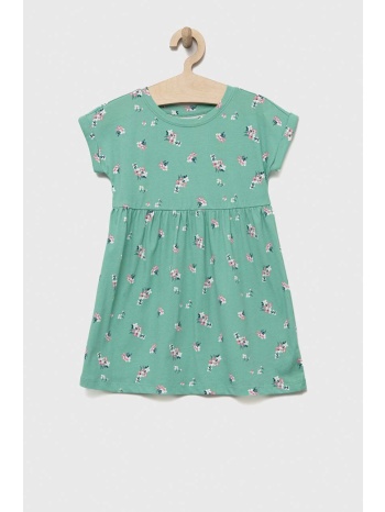 παιδικό βαμβακερό φόρεμα gap χρώμα πράσινο 100% βαμβάκι
