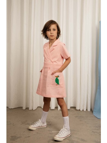 παιδικό βαμβακερό φόρεμα mini rodini χρώμα ροζ 100%