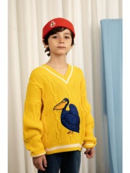 παιδικό βαμβακερό πουλόβερ mini rodini χρώμα: κίτρινο 100% οργανικό βαμβάκι