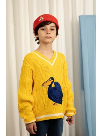 παιδικό βαμβακερό πουλόβερ mini rodini χρώμα κίτρινο 100%