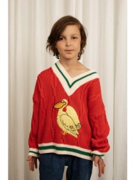 παιδικό βαμβακερό πουλόβερ mini rodini χρώμα: κόκκινο 100% οργανικό βαμβάκι