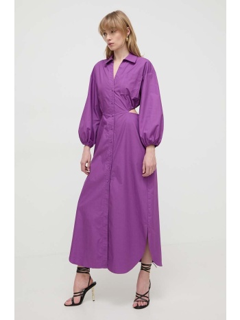 βαμβακερό φόρεμα twinset χρώμα μοβ υλικό 1 100%