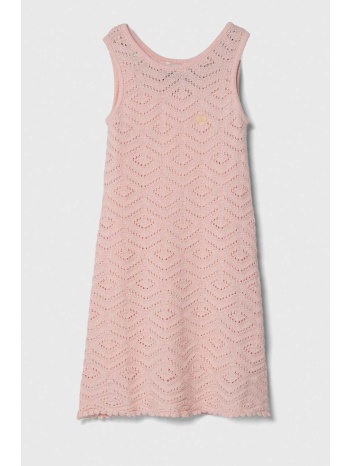 φόρεμα guess χρώμα ροζ 100% βαμβάκι
