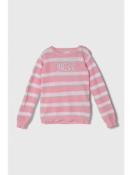 παιδικό βαμβακερό πουλόβερ guess χρώμα: ροζ 100% βαμβάκι