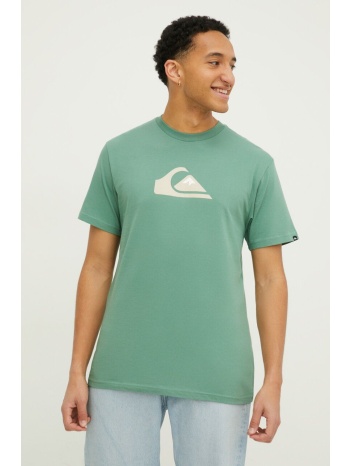βαμβακερό μπλουζάκι quiksilver ανδρικά, χρώμα πράσινο 100%