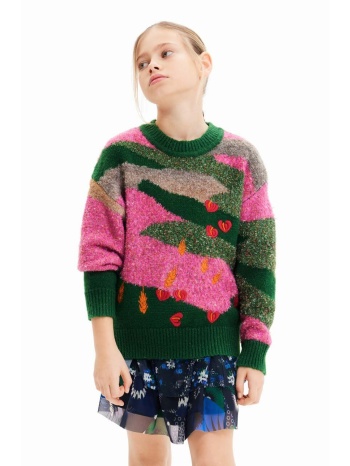 παιδικό πουλόβερ από μείγμα μαλλιού desigual χρώμα ροζ 86%