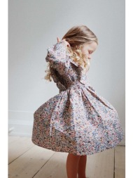 παιδικό βαμβακερό φόρεμα konges sløjd χρώμα: μπεζ 100% βαμβάκι