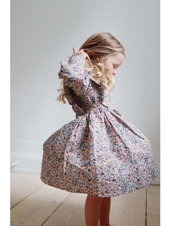 παιδικό βαμβακερό φόρεμα konges sløjd χρώμα μπεζ 100%