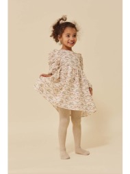 παιδικό βαμβακερό φόρεμα konges sløjd χρώμα: μπεζ 100% οργανικό βαμβάκι
