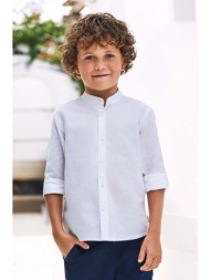 παιδικό πουκάμισο από λινό μείγμα mayoral χρώμα: άσπρο 67% βαμβάκι, 33% λινάρι