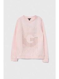 παιδική βαμβακερή μπλούζα guess χρώμα: ροζ 100% βαμβάκι