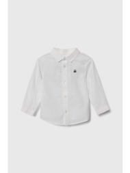 παιδικό βαμβακερό πουκάμισο united colors of benetton χρώμα: άσπρο 100% βαμβάκι