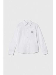 παιδικό βαμβακερό πουκάμισο guess χρώμα: άσπρο 100% βαμβάκι