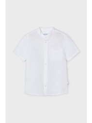 παιδικό πουκάμισο από λινό μείγμα mayoral χρώμα: άσπρο 68% βαμβάκι, 32% σπαντέξ