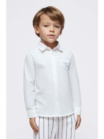 παιδικό πουκάμισο από λινό μείγμα mayoral χρώμα άσπρο 62%