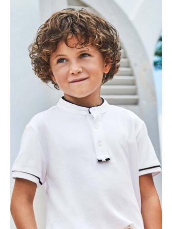 παιδικό πουκάμισο πόλο mayoral χρώμα άσπρο 95% βαμβάκι, 5%