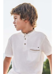 παιδικό πουκάμισο πόλο mayoral χρώμα: άσπρο 99% βαμβάκι, 1% λινάρι