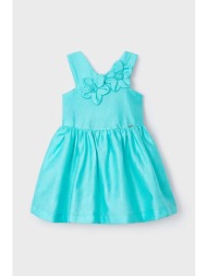 φόρεμα με μείγμα από λινό για παιδιά mayoral χρώμα: πράσινο κύριο υλικό: 47% λινάρι, 35% βισκόζη, 18