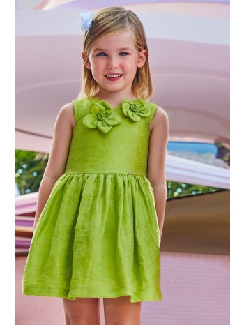 φόρεμα με μείγμα από λινό για παιδιά mayoral χρώμα πράσινο
