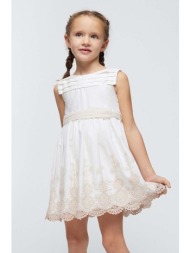 παιδικό βαμβακερό φόρεμα mayoral χρώμα: μπεζ 100% βαμβάκι