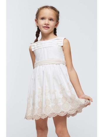 παιδικό βαμβακερό φόρεμα mayoral χρώμα μπεζ 100% βαμβάκι