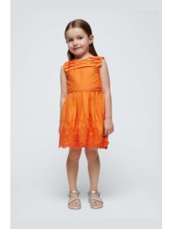 παιδικό βαμβακερό φόρεμα mayoral χρώμα: πορτοκαλί 100% βαμβάκι