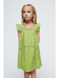 παιδικό βαμβακερό φόρεμα mayoral χρώμα: πράσινο 100% βαμβάκι