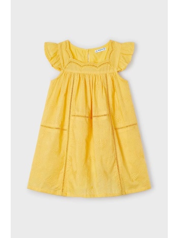 παιδικό βαμβακερό φόρεμα mayoral χρώμα κίτρινο 100% βαμβάκι