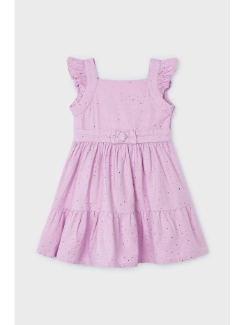 παιδικό βαμβακερό φόρεμα mayoral χρώμα μοβ 100% βαμβάκι