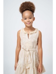 φόρεμα με μείγμα από λινό για παιδιά mayoral χρώμα: μπεζ 85% βαμβάκι, 15% λινάρι