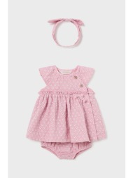 βρεφικό βαμβακερό φόρεμα mayoral newborn χρώμα: ροζ 100% βαμβάκι
