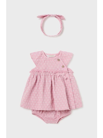 βρεφικό βαμβακερό φόρεμα mayoral newborn χρώμα ροζ 100%