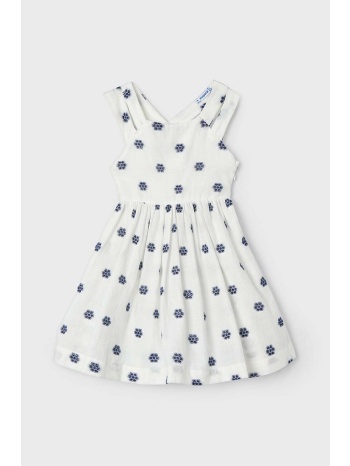 παιδικό βαμβακερό φόρεμα mayoral χρώμα άσπρο 100% βαμβάκι