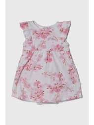 βρεφικό βαμβακερό φόρεμα guess χρώμα: ροζ 100% βαμβάκι