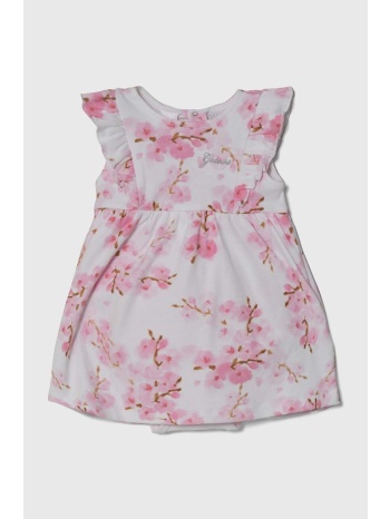 βρεφικό βαμβακερό φόρεμα guess χρώμα ροζ 100% βαμβάκι