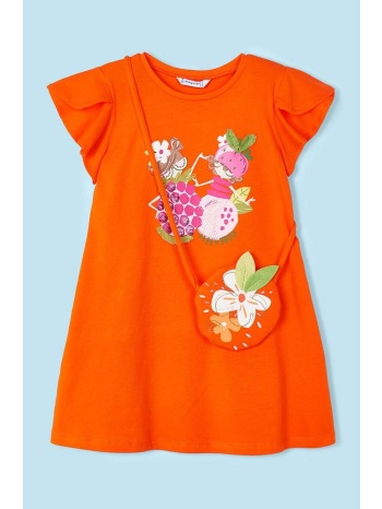 παιδικό βαμβακερό φόρεμα mayoral χρώμα πορτοκαλί 100%