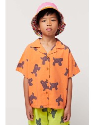 παιδικό βαμβακερό πουκάμισο bobo choses χρώμα: πορτοκαλί 100% βαμβάκι