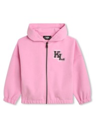 παιδική μπλούζα karl lagerfeld χρώμα: ροζ, με κουκούλα κύριο υλικό: 50% πολυεστέρας, 45% βαμβάκι, 5%