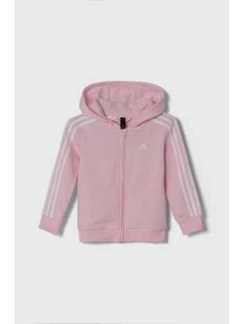 μπλούζα adidas χρώμα ροζ, με κουκούλα 70% βαμβάκι, 30%
