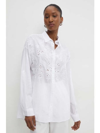 βαμβακερό πουκάμισο answear lab χρώμα άσπρο 100% βαμβάκι