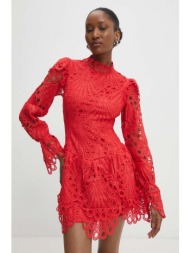 βαμβακερό φόρεμα answear lab χρώμα: κόκκινο 100% βαμβάκι