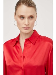 πουκάμισο samsoe samsoe χρώμα: κόκκινο 53% lenzing ecovero βισκόζη, 47% βισκόζη
