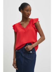 μπλουζάκι answear lab χρώμα: κόκκινο 75% πολυεστέρας, 25% ρεγιόν