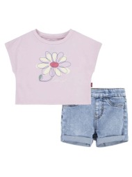 σετ μωρού levi`s lvg floral dolman tee & short χρώμα: ροζ 60% βαμβάκι, 40% πολυεστέρας